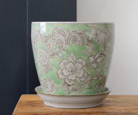 Medium Ashbourne Sage Green Floral Planter