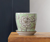 Extra Small Ashbourne Sage Green Floral Planter