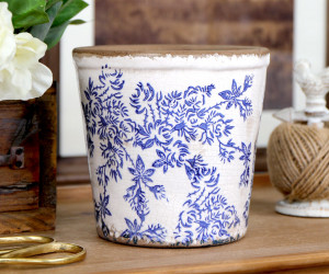 Medium Arden Blue Floral Planter