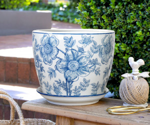 Large Blue Clematis Planter Pot