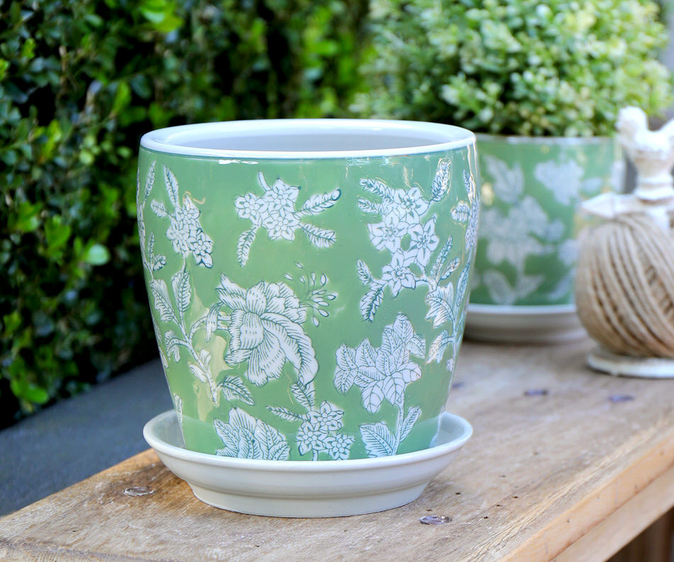 Small Florence Green Planter Pot