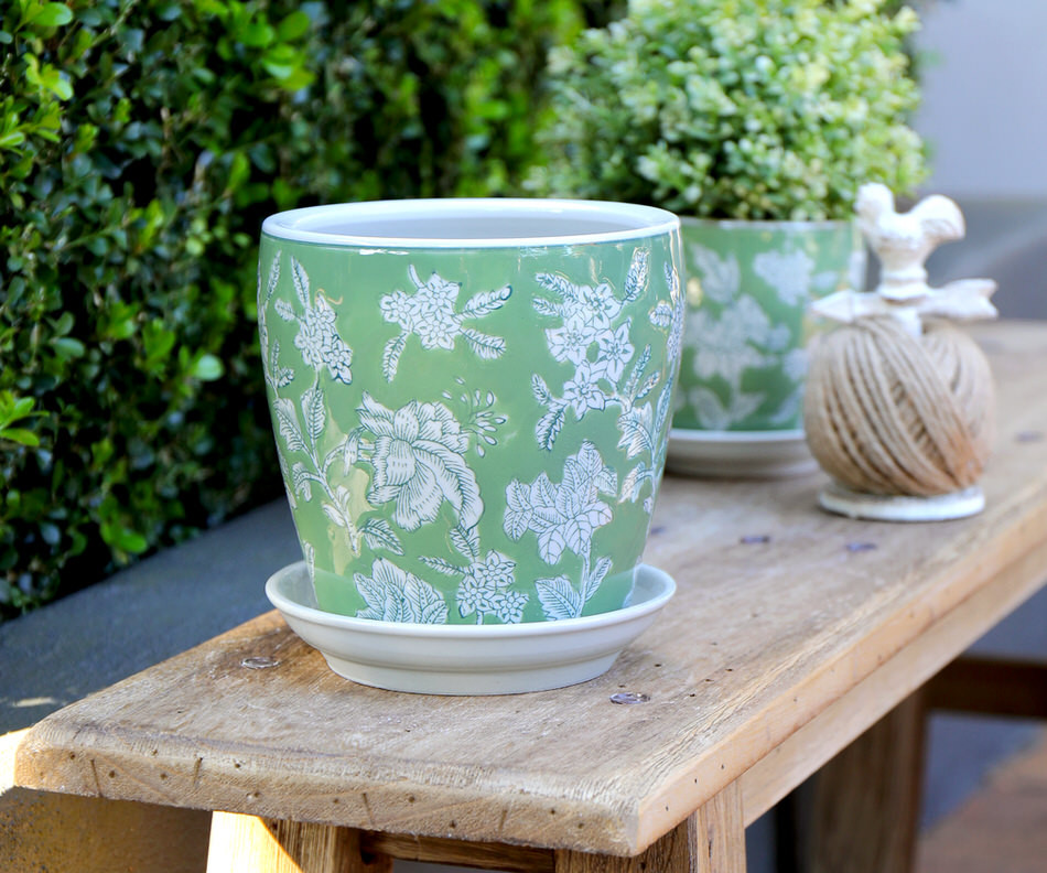 Small Florence Green Planter Pot