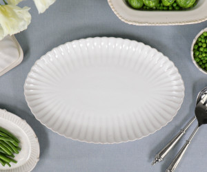 Marguerite Fluted White Oval Platter