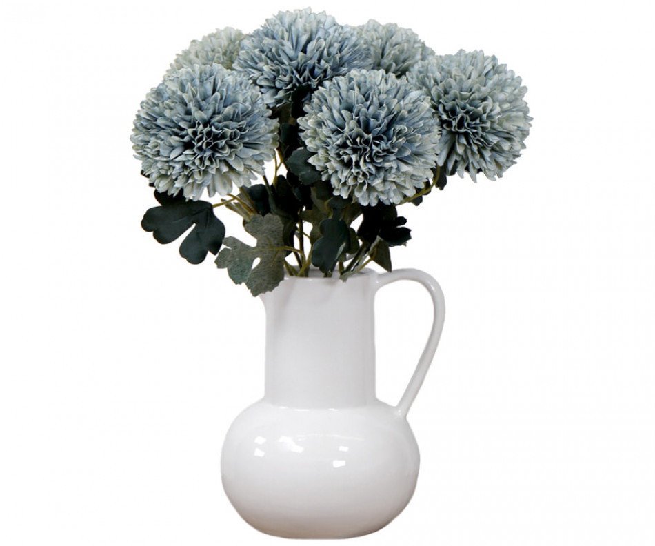 Set 6 Dusty Blue Pom Pom Flowers