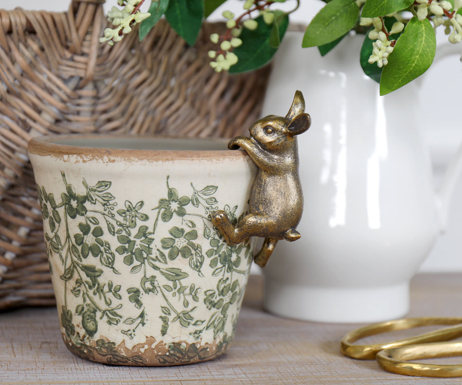 Bella the Rabbit Pot Hanger - Gold