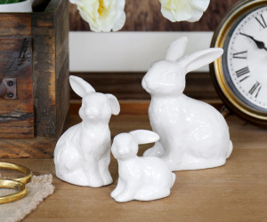 Set 3 Cottontail White Rabbits