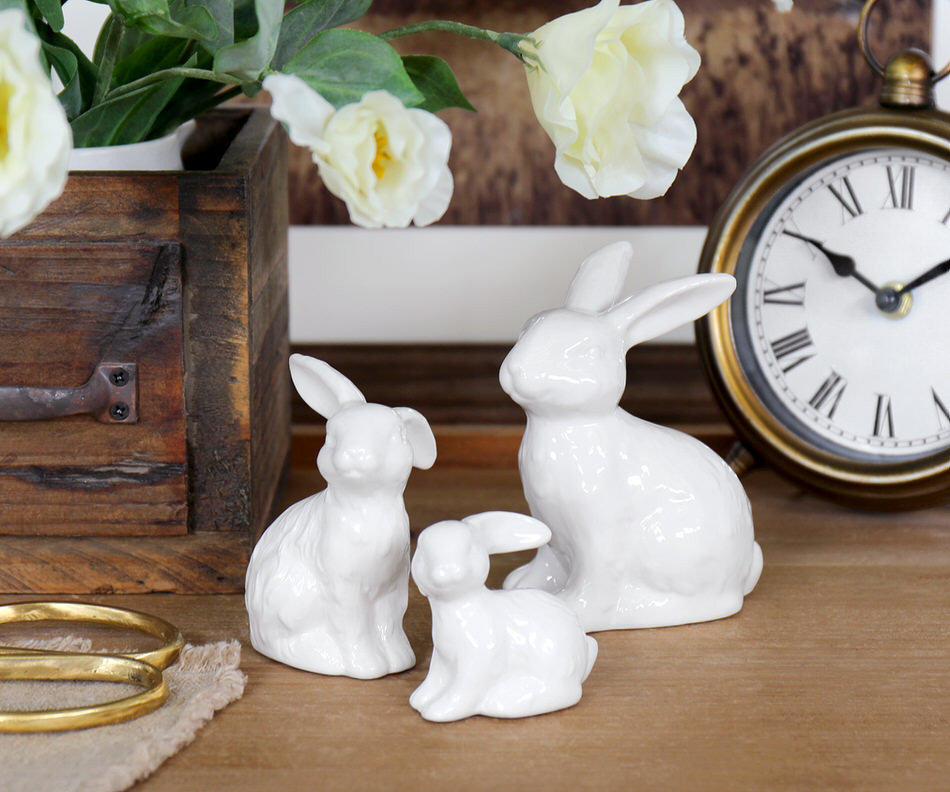 Set 3 Cottontail White Rabbits