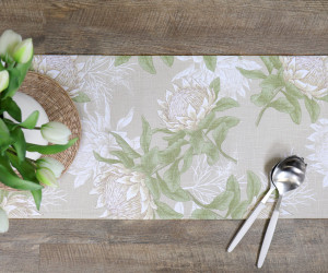 Pandora White Protea Table Runner