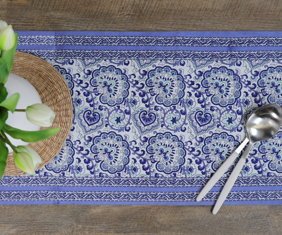 Pepperstock Blue Paisley Table Runner