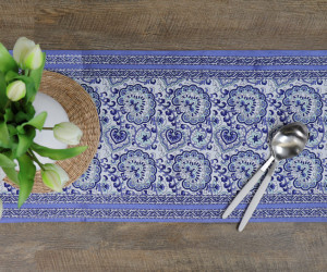 Pepperstock Blue Paisley Table Runner