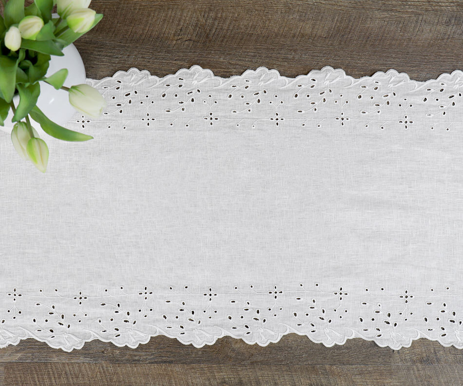 La Maison White Linen Table Runner