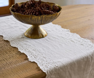 La Maison White Linen Table Runner