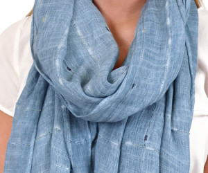 Catalina Blue & Silver Muslin Scarf