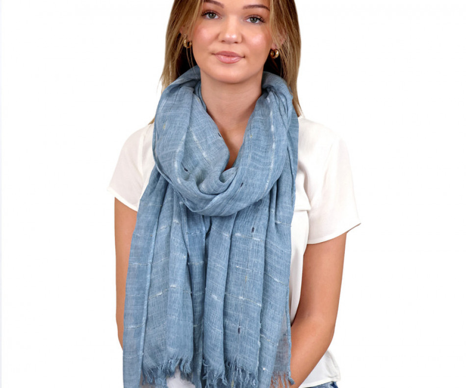 Catalina Blue & Silver Muslin Scarf