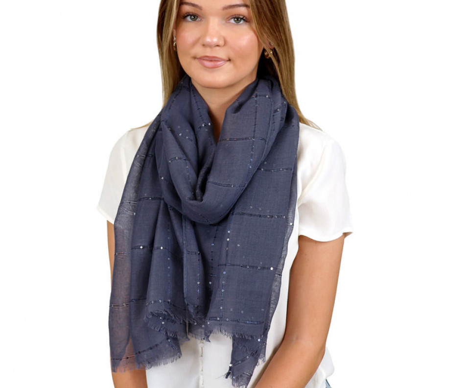 Ariana Storm Blue Sequin Scarf