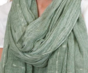 Catalina Green & Silver Muslin Scarf