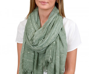 Catalina Green & Silver Muslin Scarf