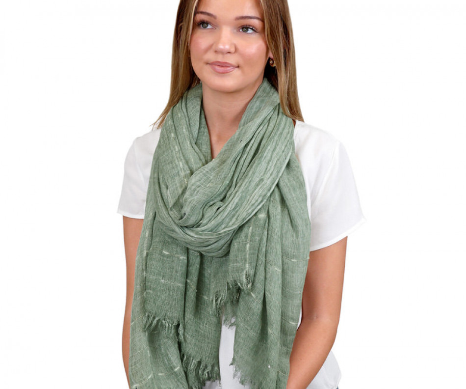 Catalina Green & Silver Muslin Scarf