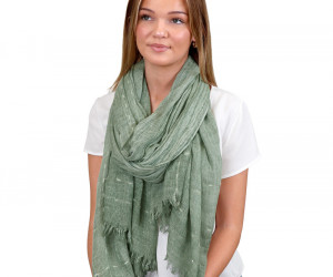 Catalina Green & Silver Muslin Scarf