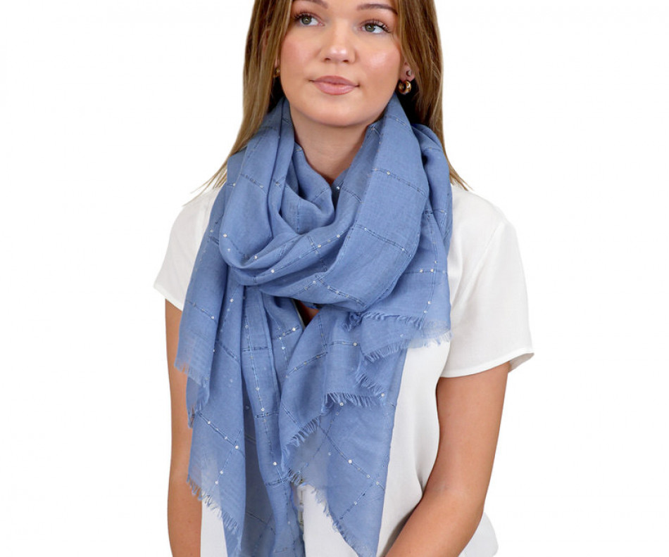 Ariana Denim Blue Sequin Scarf