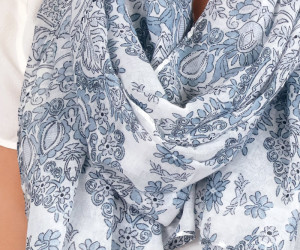 Octavia Blue Paisley Tassel Scarf