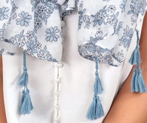 Octavia Blue Paisley Tassel Scarf