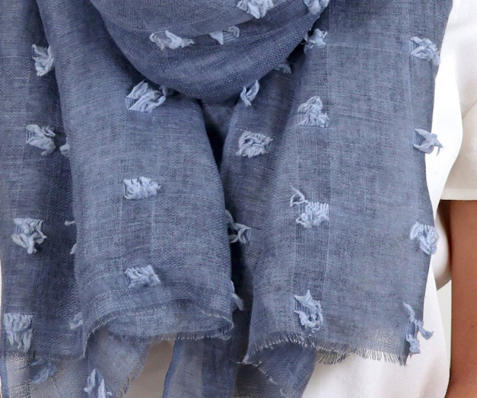 Santa Fe Tufted Denim Blue Scarf