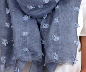 Santa Fe Tufted Denim Blue Scarf