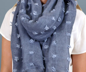 Santa Fe Tufted Denim Blue Scarf