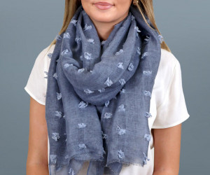 Santa Fe Tufted Denim Blue Scarf