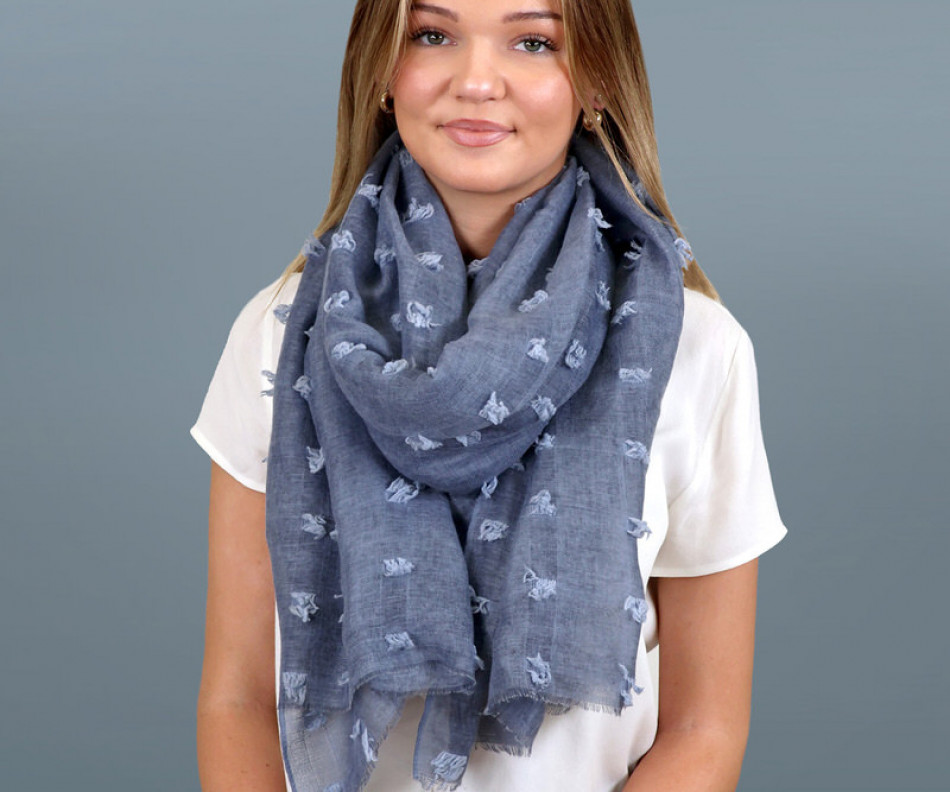 Santa Fe Tufted Denim Blue Scarf