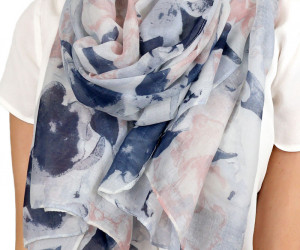 Mackenna Navy & Pink Watercolour Scarf