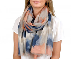 Delaney Peach & Navy Watercolour Scarf