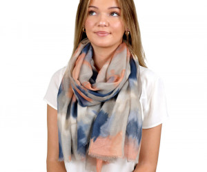 Delaney Peach & Navy Watercolour Scarf