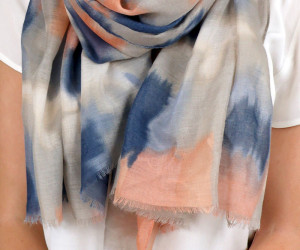 Delaney Peach & Navy Watercolour Scarf