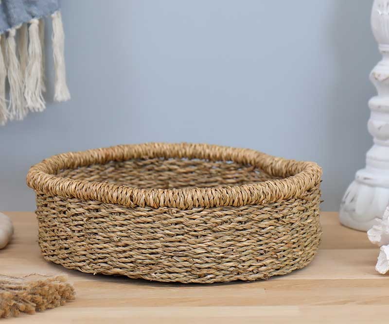 Coastal Style Home Decor Homewares   Seagrass Basket Round XS 2a 