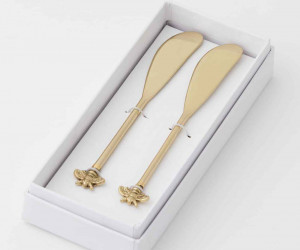 Set 2 Gold Bee Spreader Knives