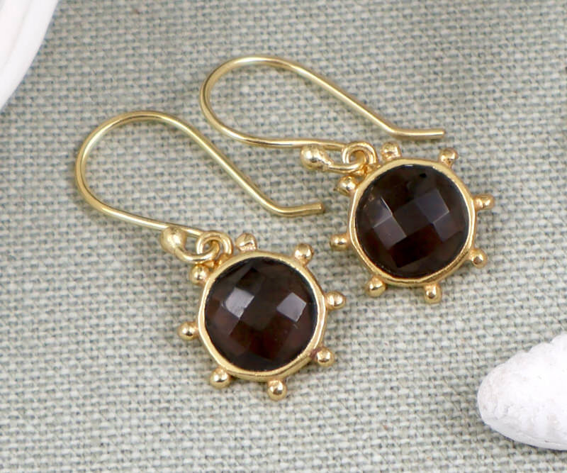 Aspen Gold Star Earrings - Smoky Quartz