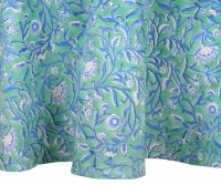 Floria Aqua Blue Floral Round Tablecloth