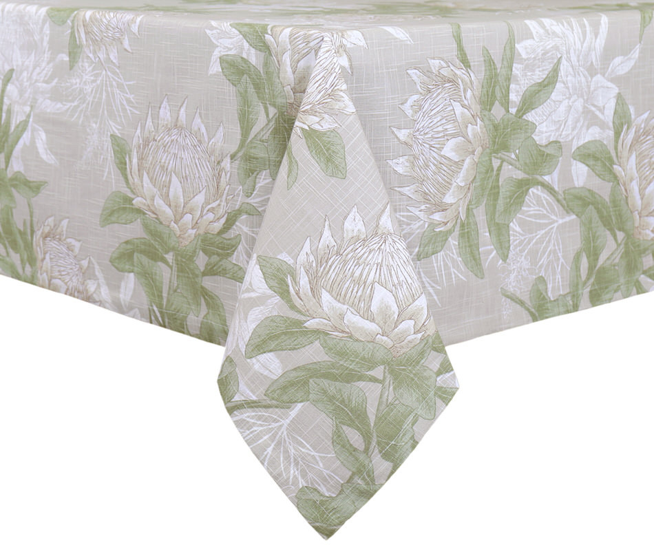 Pandora White Protea Tablecloth