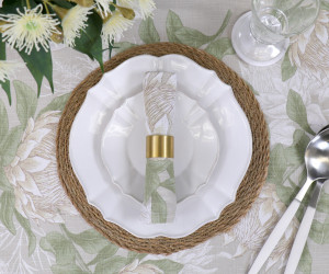 Pandora White Protea Tablecloth