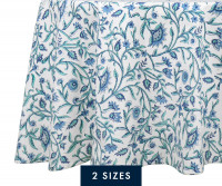 Adalene Blue & White Floral Round Tablecloth