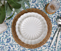 Adalene Blue & White Floral Round Tablecloth