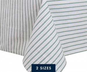 Eaton Green Ticking Stripe Tablecloth