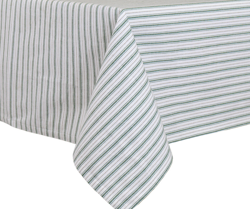 Eaton Green Ticking Stripe Tablecloth