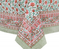 Rosa Pink Floral Blockprint Tablecloth