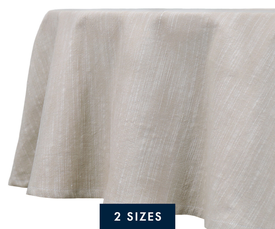 Round Holywell Oatmeal Slub Tablecloth