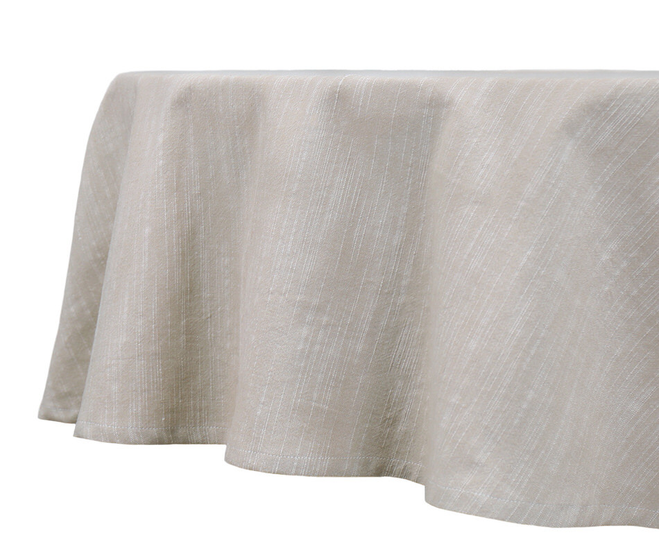 Round Holywell Oatmeal Slub Tablecloth