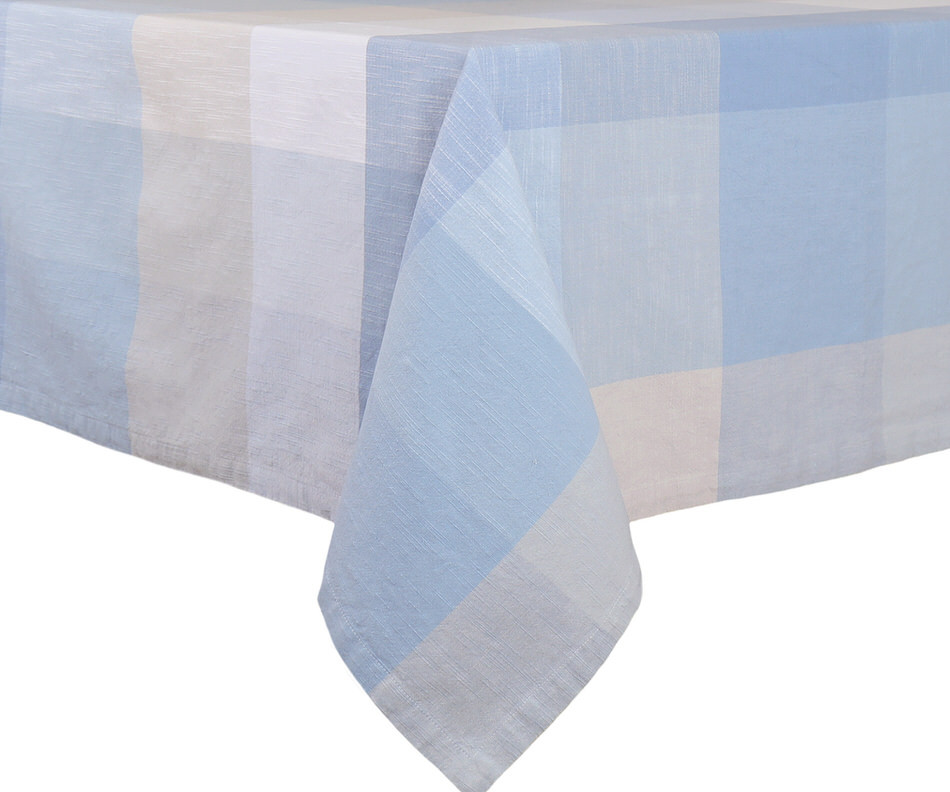 Seabreeze Blue Check Tablecloth 8-10 seater