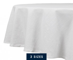 Round Holywell White Slub Tablecloth